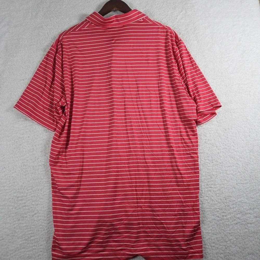 RLX Ralph Lauren Men's XL Pink/white Stripe Short Sleeve Golf Polo Shirt Stretch